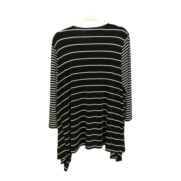 Chico’s Travelers Open Front Black and White Striped Cardigan Size 3 TY1 - Picture 3 of 5